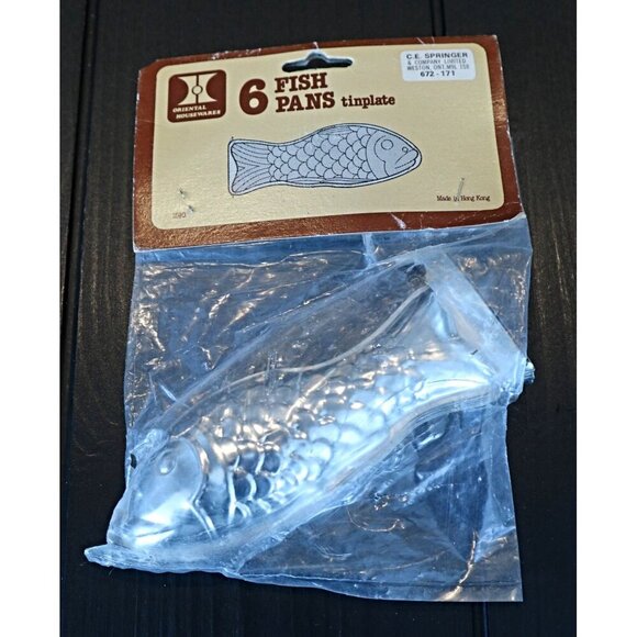 SIX Mini Fish Molds - Tin Plated Salmon Mousse Molds Tins - Jello Gelatin Molds - Picture 3 of 3